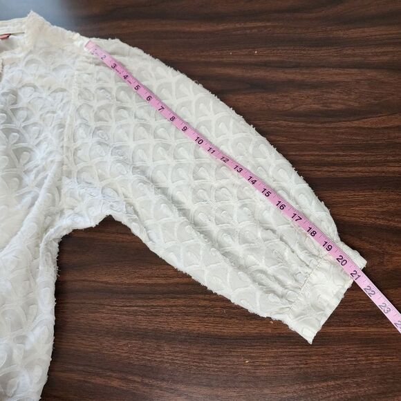 Anthropologie Pilcro Blouse Puff Sleeve Prairie Cottagecore Cream Cotton Top M - Picture 8 of 16